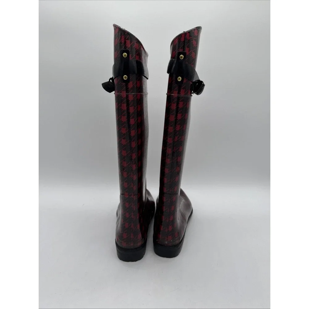 Lauren‎ Ralph Lauren Rossalyn II Red Black Plaid Rubber Rain Boots Size 8